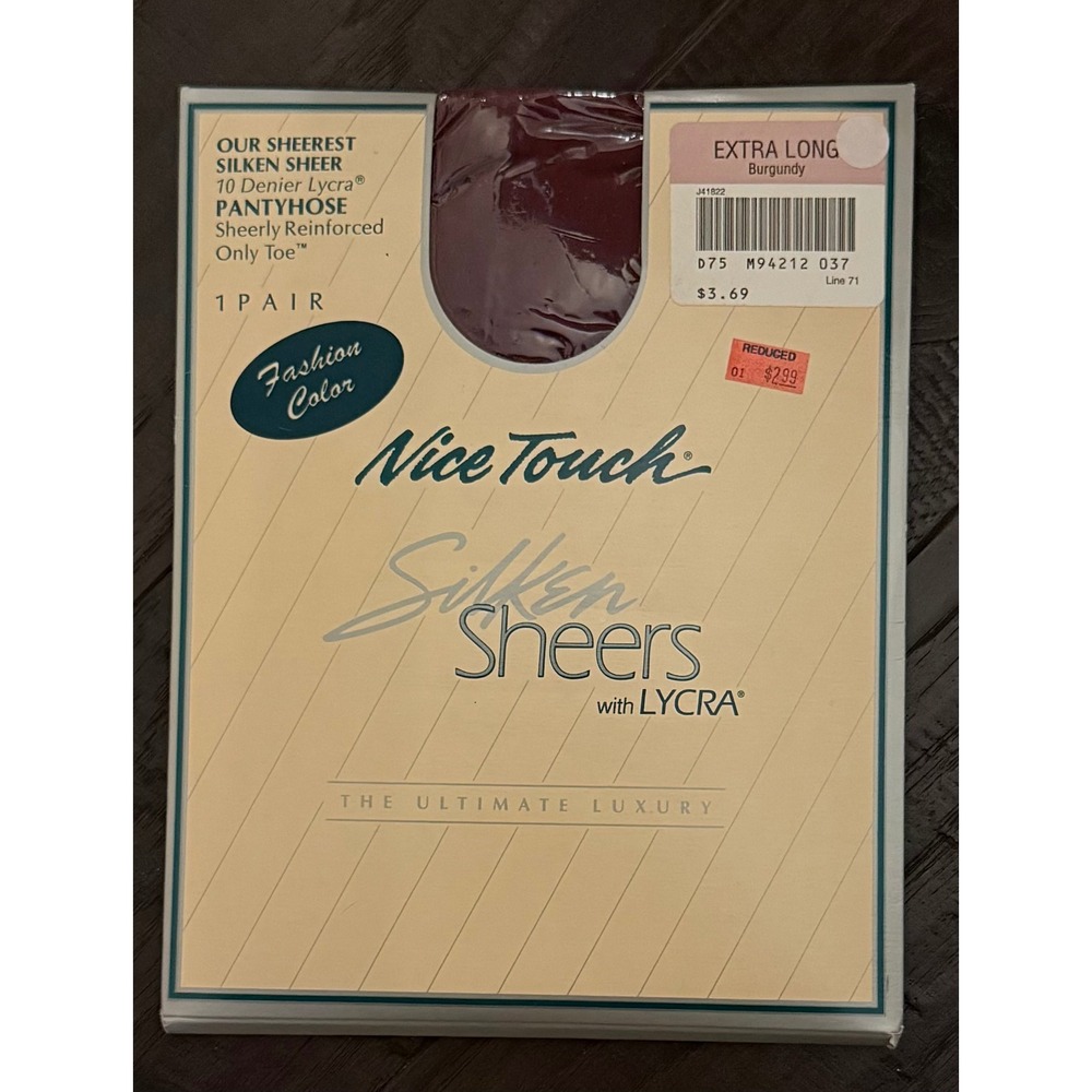 Nice Touch Womens Extra Long Pantyhose Burgundy Silken Sheers 10 Denier Lycra